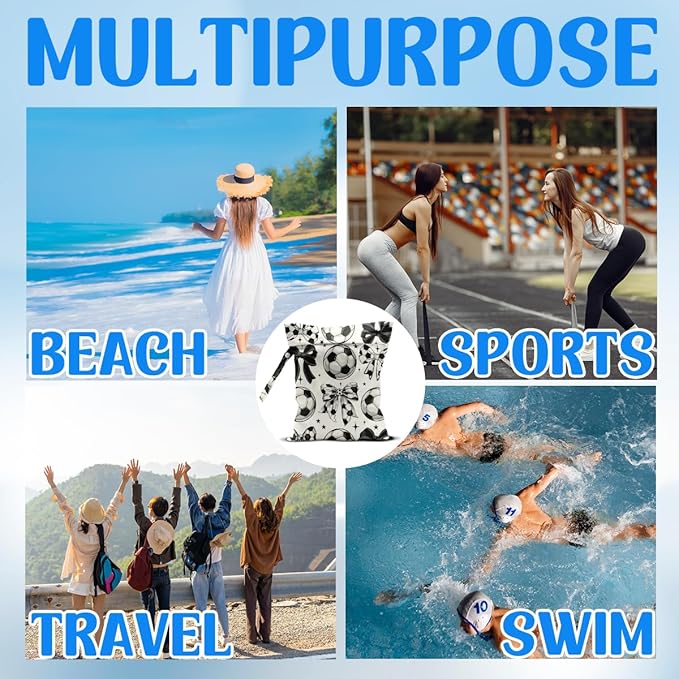 Soccer Wet Dry Wet Bag for Swimsuit Towel Baby Travel Cloth Diapers Beach Gym Toiletries Makeup Storage Bag Summer Vacation Essential Holiday Coquette Soccer Coach Team Gifts Game Day Party