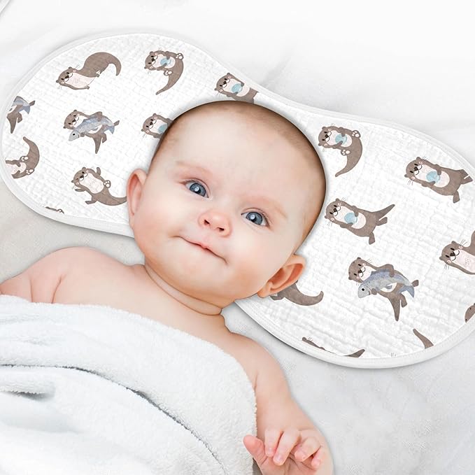 Sea Otters Muslin Burp Cloths for Baby Boys and Girls - 2-Pack Ultra Absorbent Muslin Washcloths, Newborn Towel, Milk Spit Up Rags, Burp Cloth Bibs, 22 x 11 Inch