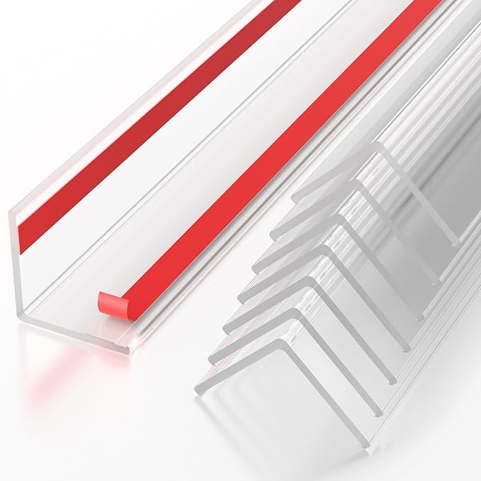 30x30mm Self Adhesive Corner Guard, 8pcs 39.4" Wall Corner Protector Strip, Flexible PVC Edge Trim, Peel and Stick Corner Protection for Furniture, Wall Edges & Table Corners