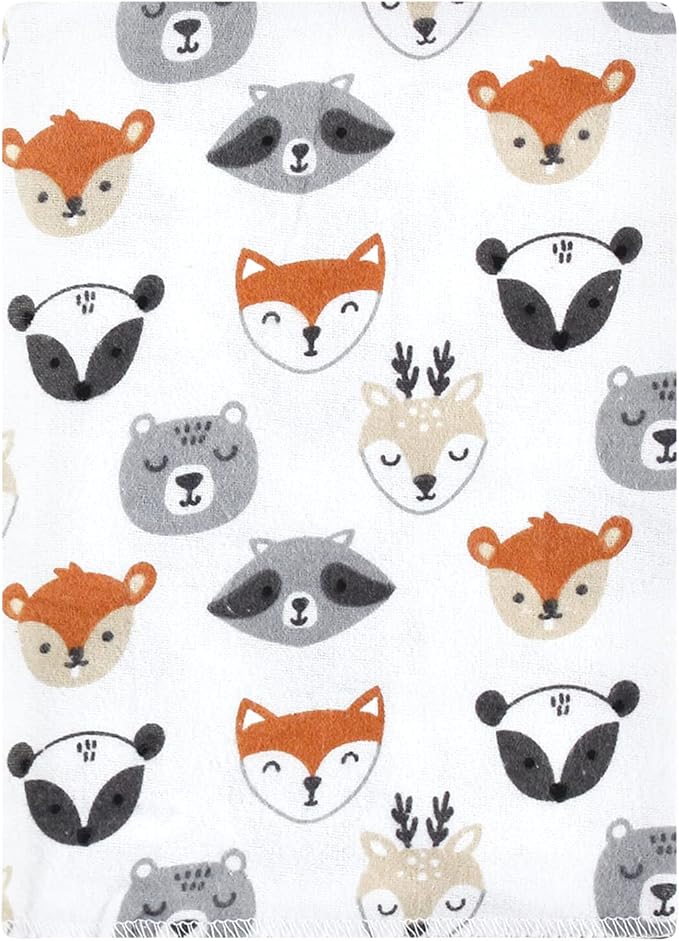 Hudson Baby Unisex Baby Cotton Flannel Burp Cloths Bundle, Woodland Faces, One Size