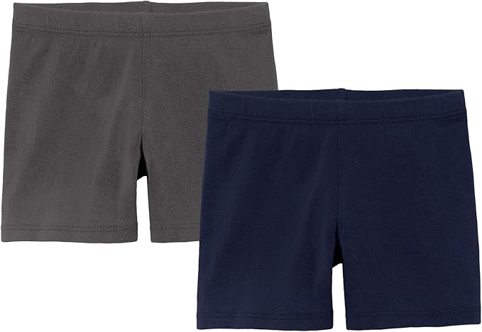 City Threads 2-Pack Baby Shorts for Boy or Girl Simple Soft Diaper Covers Shorts Soft Cotton Play Summer Spring SPD Sensory Friendly Sensitive, Charcoal/Navy, 0/3M