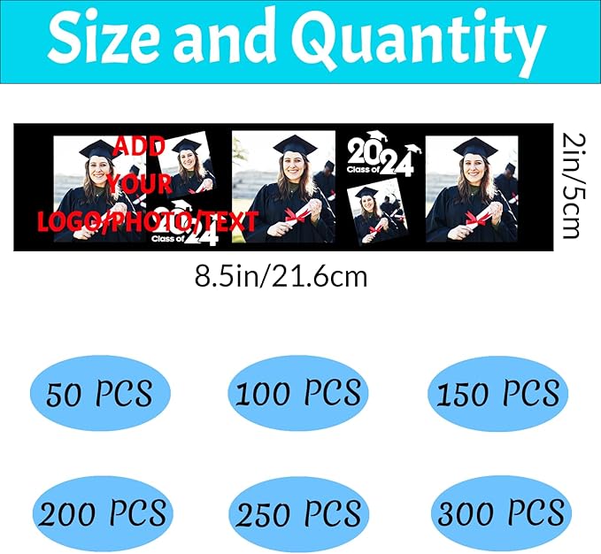 Personalized Water Bottle Labels Graduation Custom Graduation Labels with Name for Water Bottle Stickers Waterproof Printable Photo Bottle Labels Graduation Gifts 50 Pcs