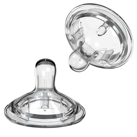 Nanobebe Nipples Baby Bottle Nipples, Silicone Nipple, Triple Vented, Ready to Use, 2-Pack, Fast Flow