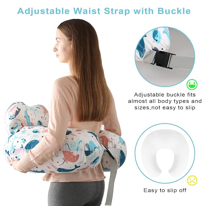 BATTOP Nursing Pillow for Breastfeeding, Feeding Pillow with Adjustable Waist Strap, Removable Slipcover, Breastfeeding Pillows for More Support for Mom, Plus Size, Extra Pillow on Top