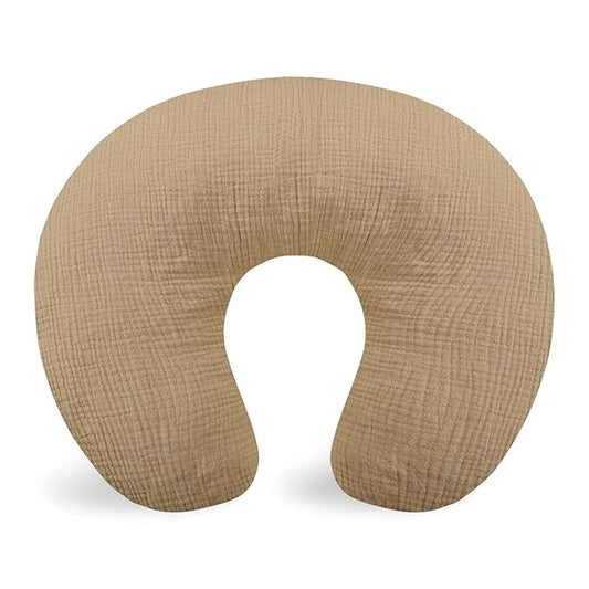 Hooyax Muslin Nursing Pillow Covers Only, Soft and Breathable Nursing Covers for Breastfeeding Pillows, Adorable Infant Feeding Pillow slipcover for Baby Boy and Girls (Brown)