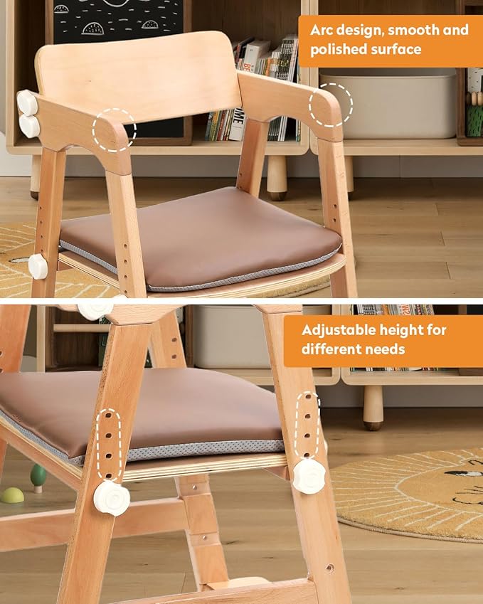 Wooden High Chair for Toddlers, Kids Restaurant High Chair Wood for Dining and Studying, Wooden High Chairs with Adjustable Seat, Backrest and Footrest, 300 Lb Capacity