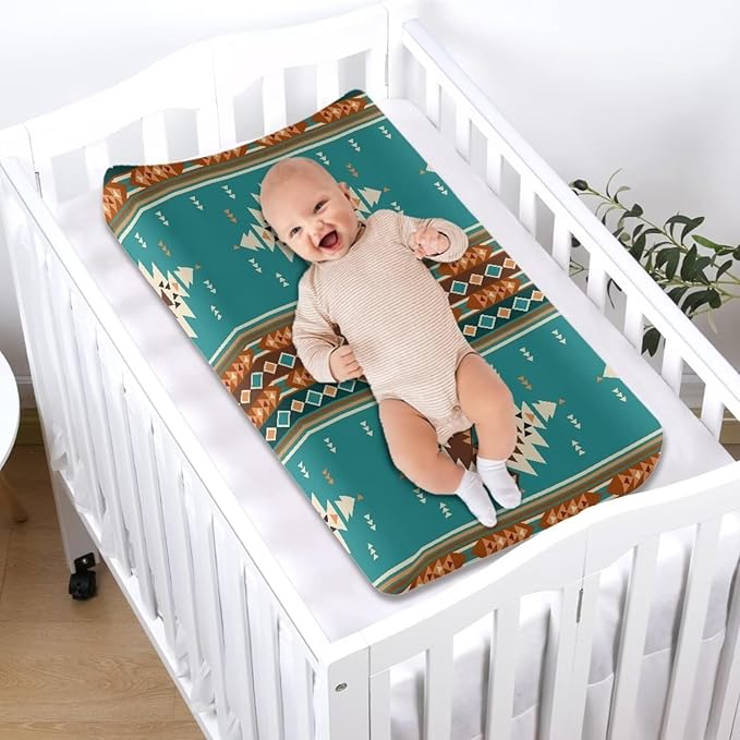 WesternChanging Pad Cover Boys Tribal Changing Pad Cover Baby Girl Boy Aztec Diaper Change Table Covers Purple Soft Stretchy Safe Changing Mat Sheet Cover