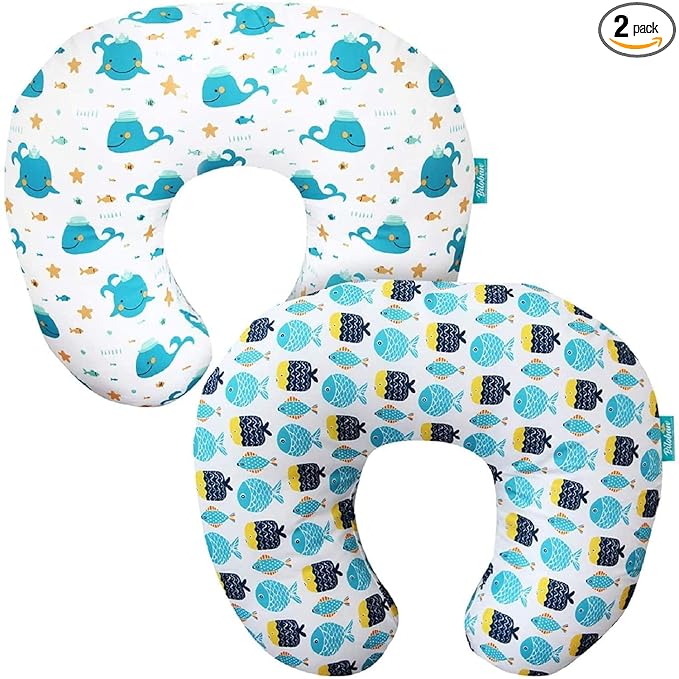Biloban Nursing Pillow Cover 2 Pack for Breastfeeding Pillow, Ultra Soft and Cozy Nursing Slipcovers, Snug Fits Boppy Pillow, Perfect Choice for Mom