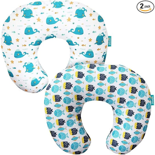 Biloban Nursing Pillow Cover 2 Pack for Breastfeeding Pillow, Ultra Soft and Cozy Nursing Slipcovers, Snug Fits Boppy Pillow, Perfect Choice for Mom