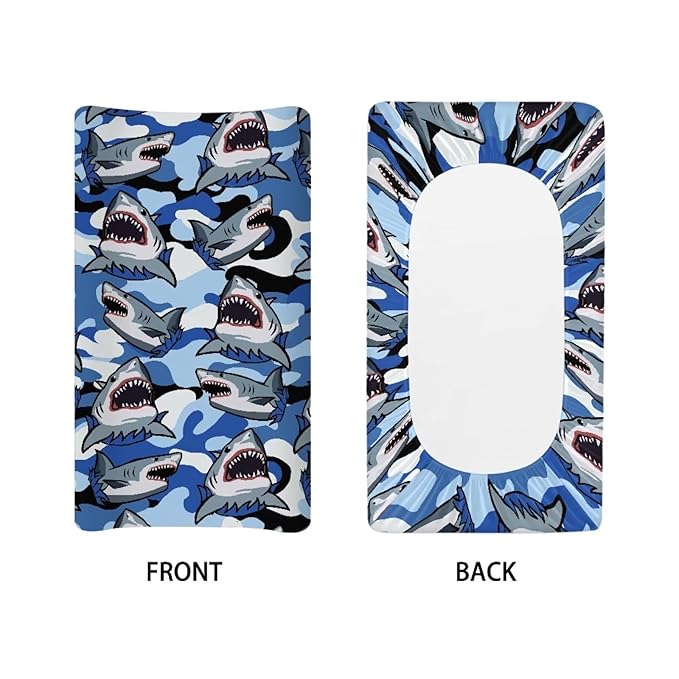 Shark Diaper Changing Pad Cover Camo Baby Changing Table Covers Camouflage Breathable Newborn Infant Changing Table Mattress Sheets Mat