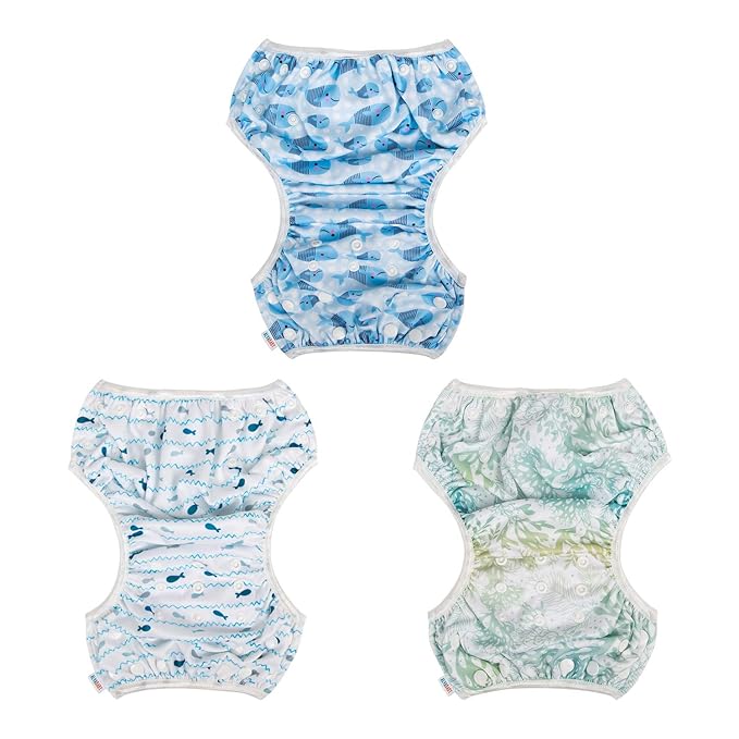 ALVABABY Swim Diapers 3pcs Reusable & Adjustable 0-2 Years Baby Boy Girl 3SWY02
