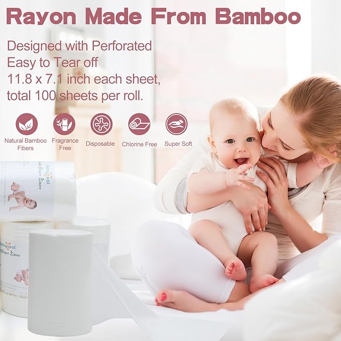 Babygoal Baby Cloth Diaper Liners 4 Pack, Rayon from Bamboo Liners for Cloth Diaper Nappy (400 Sheets)