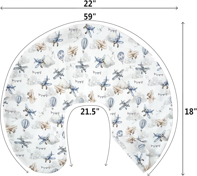 Vintage Planes Airplanes Helicopters Nursing Pillow Covers for Boy Girl Hot Air Balloon Plane Clouds Sky Nursing Slipcovers for Breastfeeding Pillows Aircraft Soft Stretchy Covers for Newborn Infant