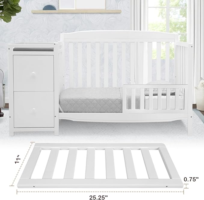 Salcod Toddler Safe Guardrail Compatible with Delta Children Convertible Crib, Crib Rail for Prevent Toddler from Rolling Off The Bed, White