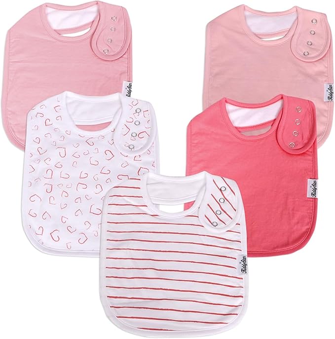 KiddyStar Drool Bibs for Babies – Organic, Unisex, Soft Absorbent Teething Bibs with Adjustable Snaps