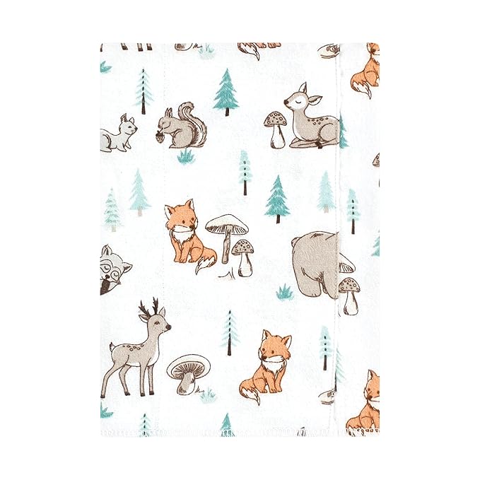 Hudson Baby Unisex Baby Cotton Flannel Burp Cloths, Neutral Woodland Pals 7-Pack, One Size