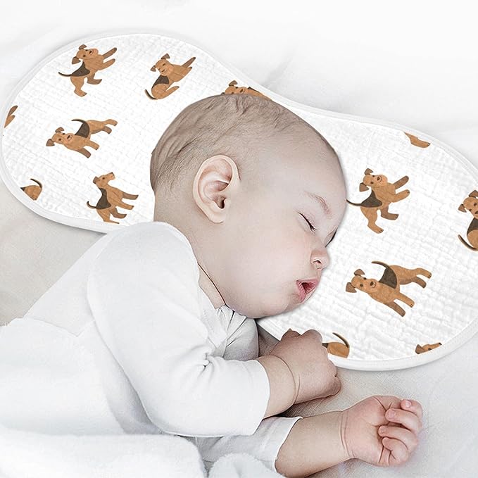 vvfelixl Muslin Burp Cloths Cartoon Happy Airedale Terrier Dog Baby Washcloths for Baby Girl Boys 2 Pack