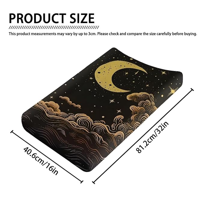 ZDCUSTOM Moon Pattern Changing Pad Cover for Baby Girls Boys, Diaper Changing Table Covers, Changing Pad Sheets Soft & Breathable Stretchy Changing Pad Covers