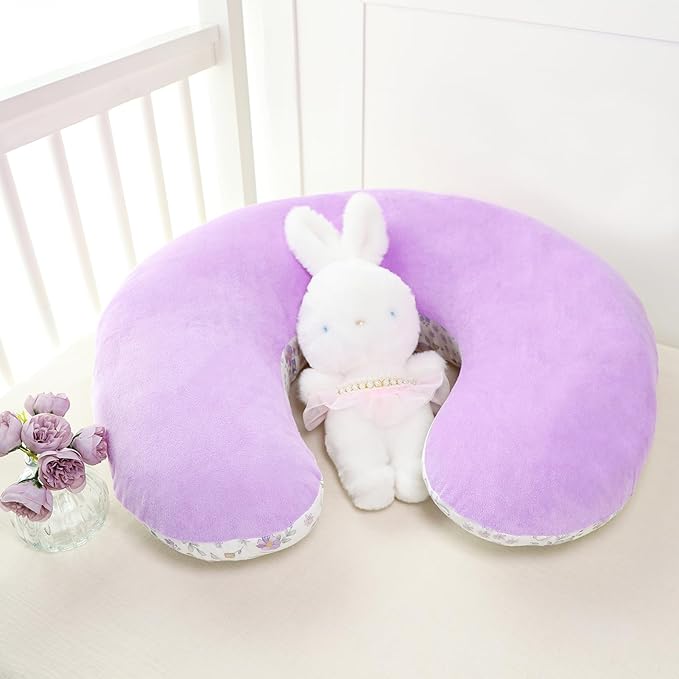SWESEN Nursing Pillow Cover, 1 Pack Stretchy Slipcovers for Breastfeeding Pillows, Super Soft Removable Nursing Pillow Case for Baby Boy and Girls, Purple