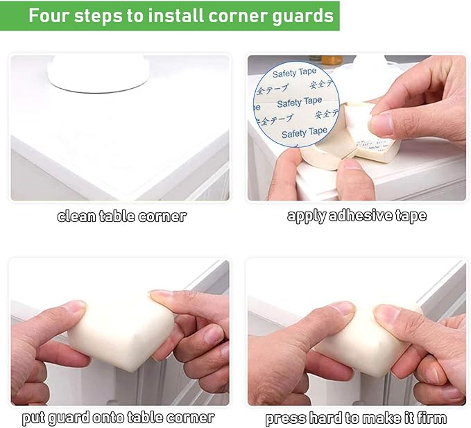 Edge & Corner Guards, 8 Pack – Table Corner Protector, Desk Edge Protection, Impact Absorbing Furniture Bumper, Baby Safety Foam Corner Guard, Soft Corner Cover Cushion for Kid, Adhesive (white color)