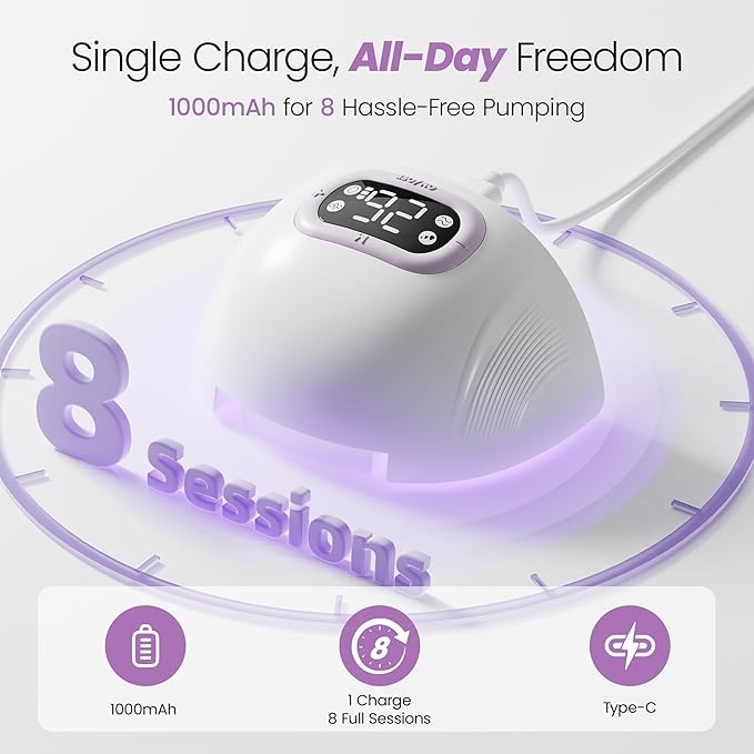 Breast Pump Hands Free, Wearable Breastfeeding Pump with 4 Modes & 9 Levels, Portable Electric Breast Pump, Strong Suction, Discreet & Smart Display, 19/21/24mm Insert/Flange, 2 Pack