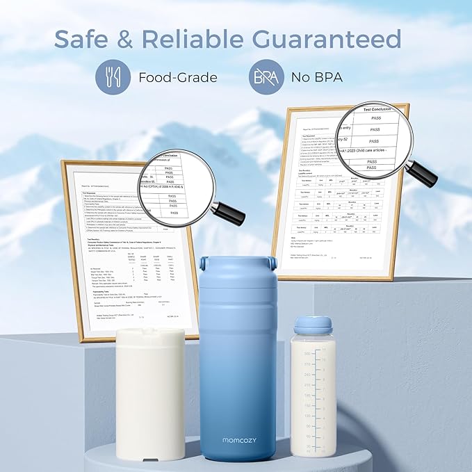 Momcozy Portable Breast Milk Cooler for Travel, 24H Ice-Free Cooling Breastmilk Storage Bottles Container, 12oz Leak Proof Outdoor Small Freezer, Baby Breastfeeding Essential for New Moms