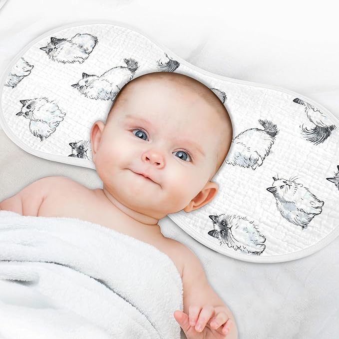 vvfelixl Muslin Burp Cloths Ragdoll Cat Ink Style Baby Washcloths for Baby Girl Boys 2 Pack