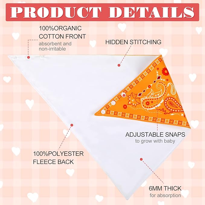 Jiuguva 8 Pack Adults Drool Bandana Bibs Paisley Large Soft Neutral Bibs Absorbent Bandana Set for Special Needs Men Women Elderly 8 Colors