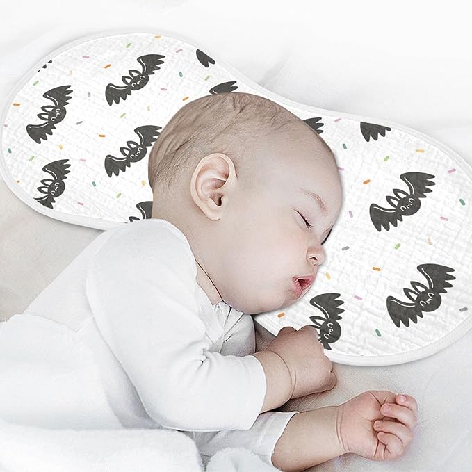 vvfelixl Baby Burp Cloths Halloween Bat and Confetti Baby Newborn Cotton Burping Cloths Set Baby Washcloths 4 Pack White