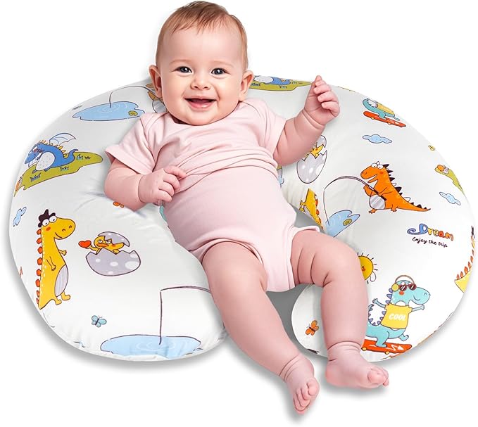 x-vesolje Nursing Pillow, Breastfeeding Pillow with Removable Cover, Ergonomic Breast Feeding Pillow, Baby Feeding Support Pillow for Mom Easier Breastfeeding- Original Size/Dinosaurs