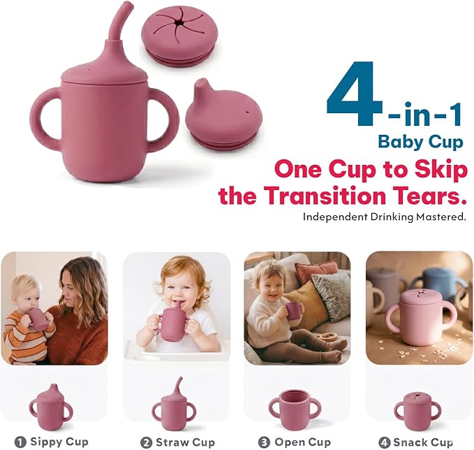 Remonda 17-Piece BPA-Free Baby Silicone Feeding Set | Extra Large Suction Plates, Toddler Bowls, Self Feeding Spoons, and More | Dishwasher Safe| Infant Led Weaning Supplies (Red）A