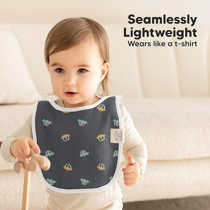 KeaBabies 8-Pack Bibs for Baby Girl, Boy - Pullover Large Baby Bibs for Drooling and Teething Infant, Newborn, Soft & Absorbent Organic Cotton, Long Torso Coverage Keep Toddler Clean & Dry (Cosmo)