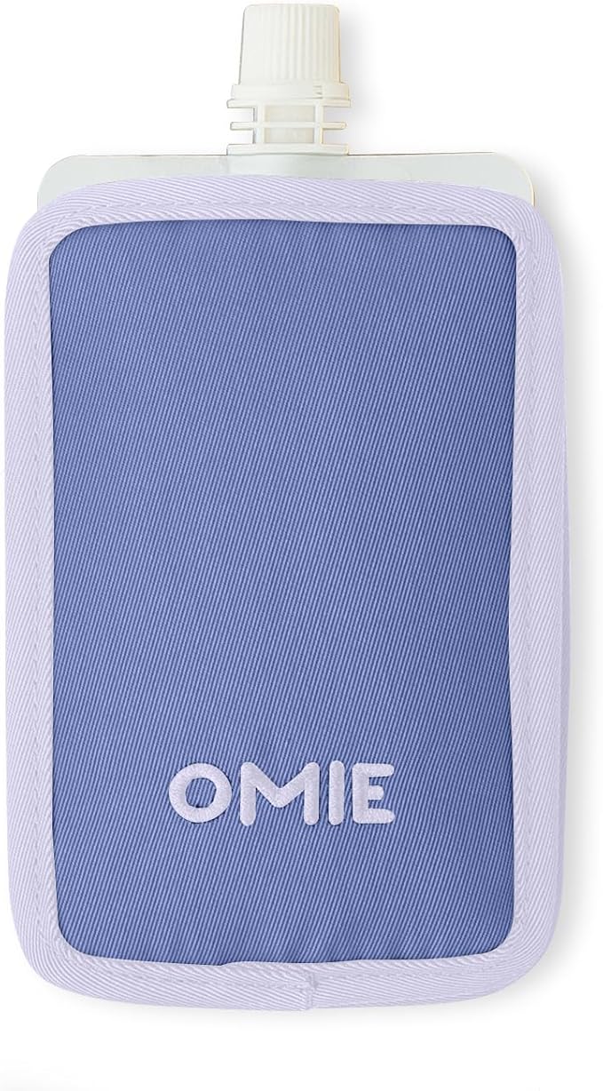 Omie OmieChill | Travel Food Pouch Cooler | Fits Standard 3.5-4 oz Food Pouches | 100% Nylon Sleeve with Freezable Pack (Purple)
