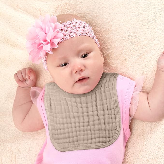 Tallew 8 Pack Muslin Burp Cloths and Baby Bibs for Boy Girl 20" x 10" Cotton Baby Bandana Drool Bibs Muslin Burp Cloths Absorbent Rag for Newborn Toddler Infant Gifts(Pink Series)