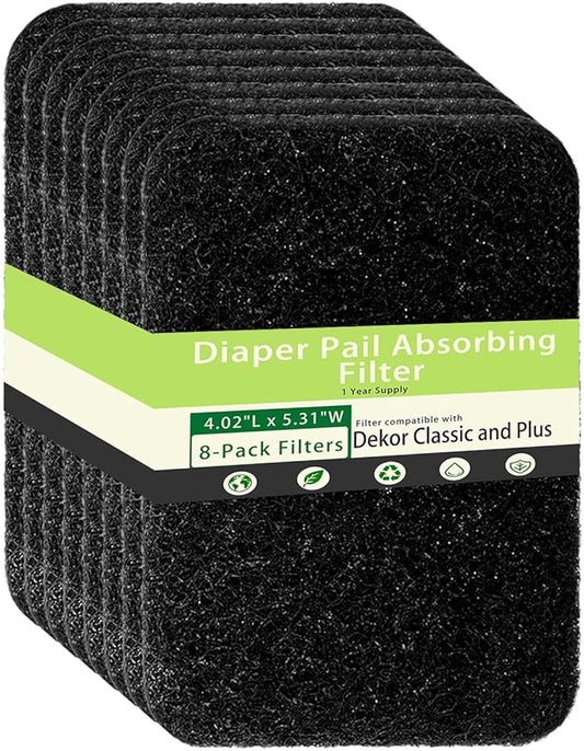 8 Pack Carbon Diaper Pail Deodorizer Filter,Odor Absorber Activated Carbon Filter Compatible with Dekor Classi/Plus Diaper Pail,Keeping House Air Fresh