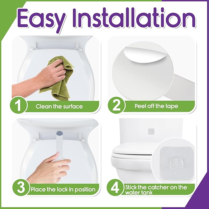 Mars Baby Child Safety Toilet Seat Lock - Easy to Install and Use Toilet Lock, Baby Proof Your Bathroom - Easy Install No Tools Needed - Fits Most Toilets - 2 Pack