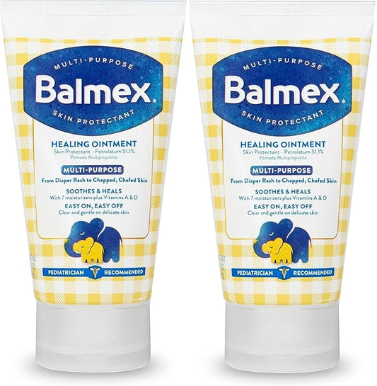 Balmex Multi-Purpose Healing Ointment & Skin Protectant for Diaper Rash and Chafing, with Petrolatum, 7 Moisturizers and Vitamins A&D, Pediatrician Recommended and Paraben-Free, 3.5oz (Pack of 2)