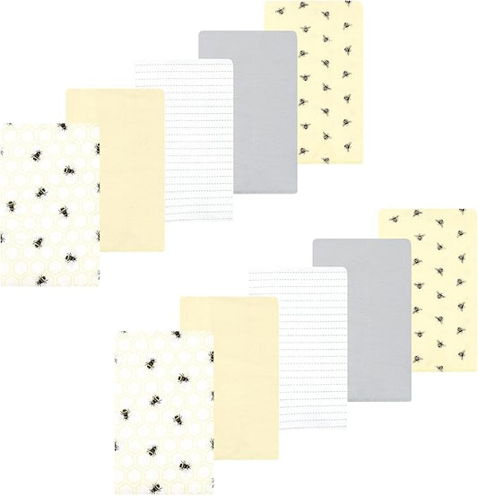 Luvable Friends Hudson Baby Flannel Burp Cloths 10pk, Golden Bees
