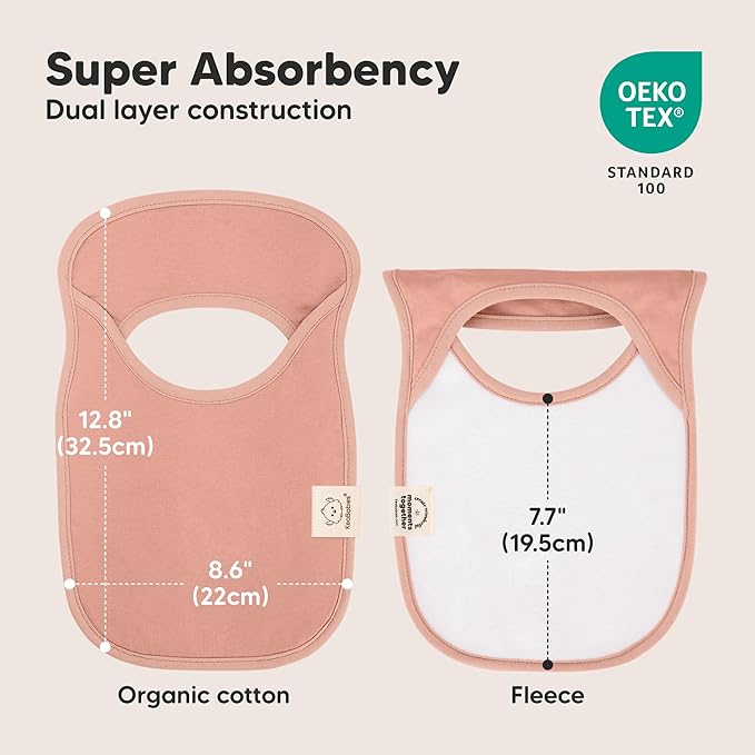 KeaBabies 8-Pack Bibs for Baby Girl, Boy - Pullover Large Baby Bibs for Drooling and Teething Infant, Newborn, Soft & Absorbent Organic Cotton, Long Torso Coverage Keep Toddler Clean & Dry (Mauve)