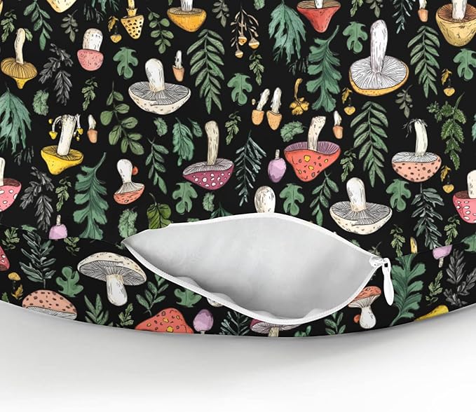 Colorful Mushrooms Green Leaves Baby Nursing Pillow Covers for Boy Girl Fall Mushroom Forest Nursing Pillowcase for Breastfeeding Pillows Autumn Soft Stretchy Slipcovers for Newborn Infant