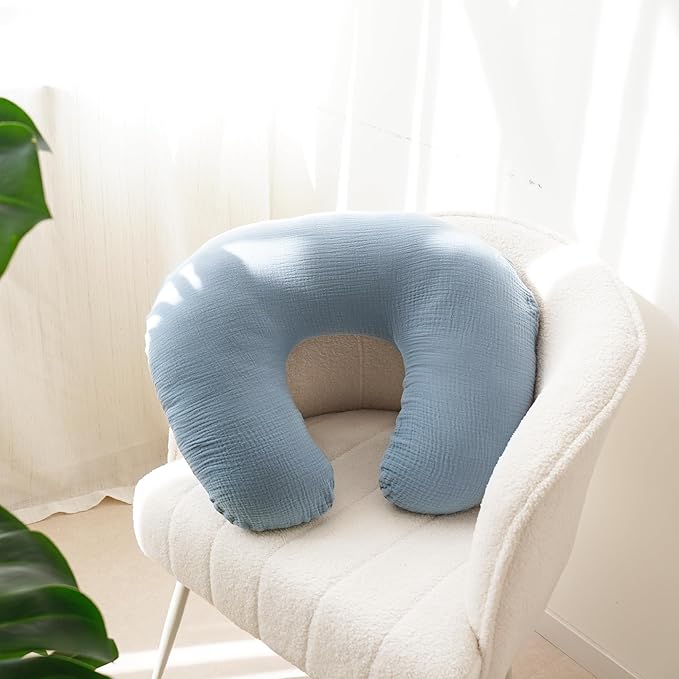 MairMore 2-Pack Muslin Nursing Pillow Covers, Breathable 100% Cotton Breastfeeding Pillow Slipcovers for Standard Nursing Pillows, Soft Covers for Baby Girls and Boys with Zipper