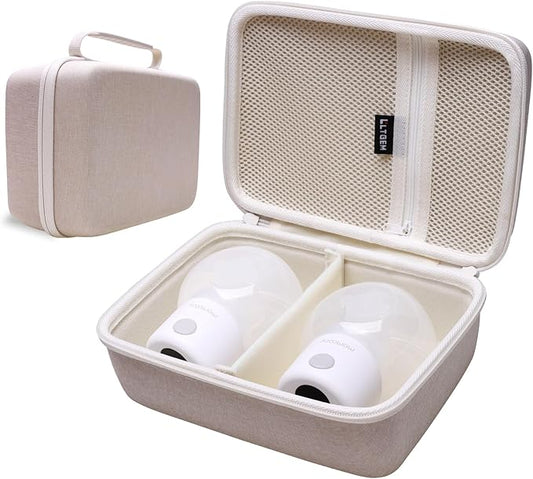 LTGEM Breast Pumps Carrying Bag Case Compatible with 2pcs Momcozy S12 Pro / S12Pro / S9 / M5 / All Momcozy Wearable Breast Pump Suitable, Breast Pump Small Storage Case(Khaki)