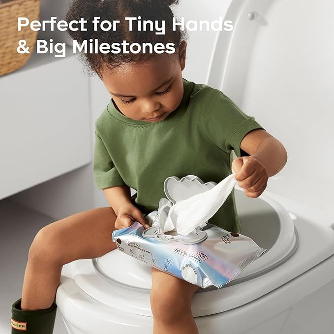 Bc Babycare Cloud Max Flushable Wipes, Hypoallergenic for Sensitive Skin, 99% Water, Plant-Based Fibers, Sewer + Septic Safe, Fragrance Free Toddler Potty Training, 42 Wipes, 3 Packs