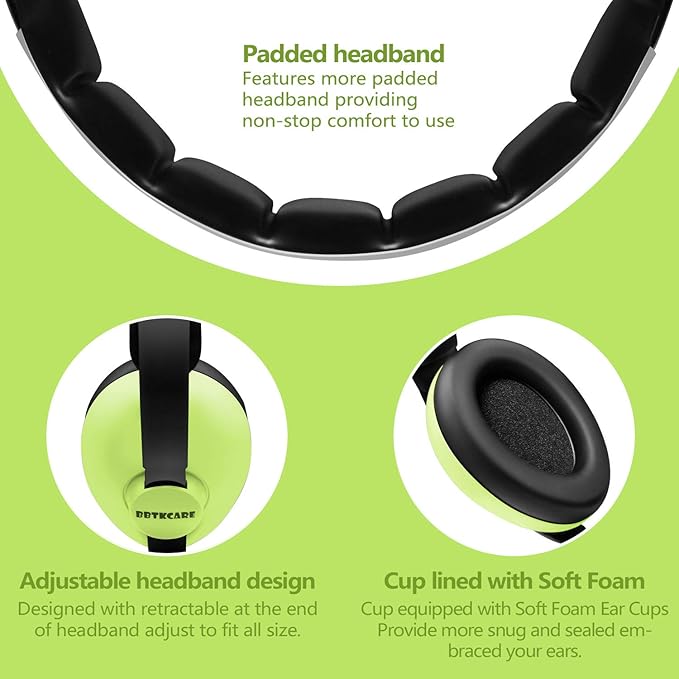 BBTKCARE Baby Ear Protection Noise Cancelling HeadPhones for Babies for 3 Months to 3 Years (Green)