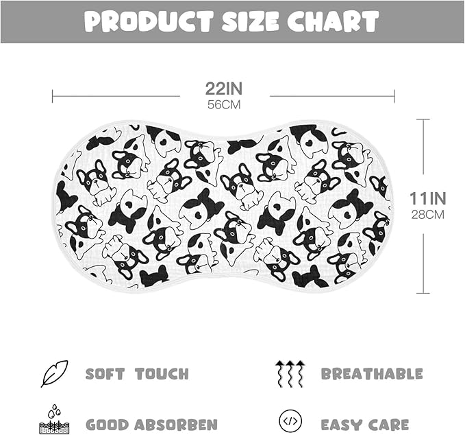 vvfelixl Muslin Burp Cloths Dog French Bulldog Puppy Doodle Baby Washcloths for Baby Girl Boys 2 Pack