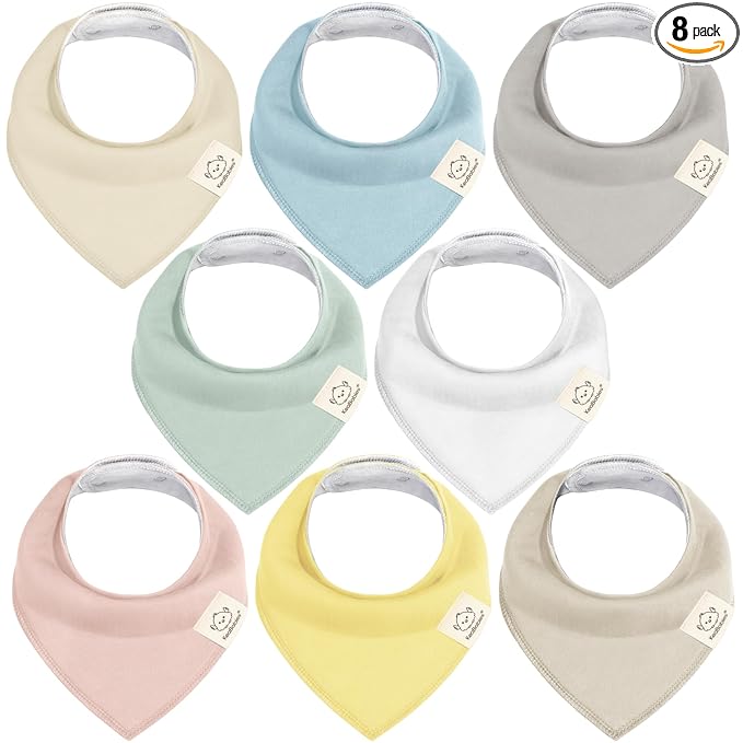 KeaBabies 8-Pack Organic Baby Bandana Bibs for Girls - Super Absorbent Triangle Baby Bibs for Drooling and Teething Infant, 100% Cotton Extra Soft for Newborn, Infant 0-36 Months (Dawn)