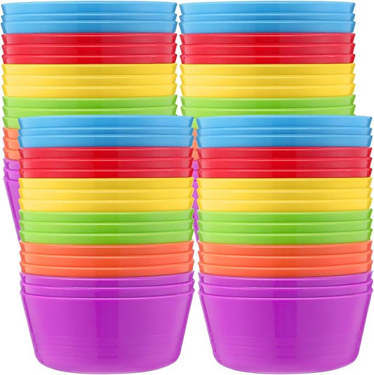 Foaincore Kids Plastic Bowls 10 oz Cereal Snack Microwave Dishwasher Safe Toddler Bowls Kids Colorful Snack Children Salad Dessert Soup Supplies