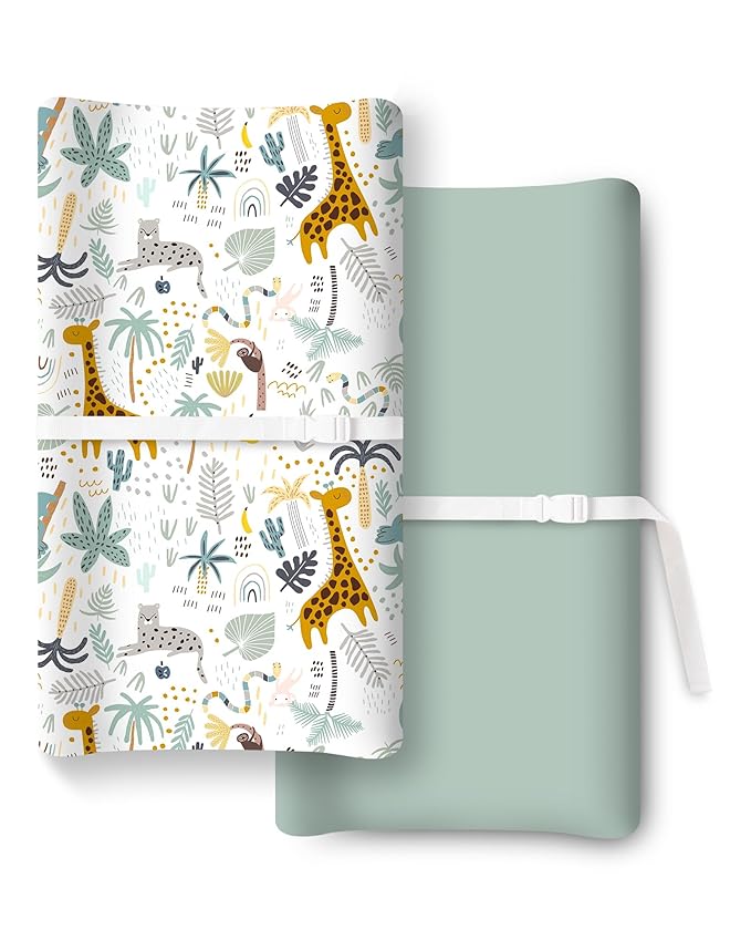 Extra Stretchy Changing Pad Cover, Ultra Soft Premium Jersey Knit Changing Pad Sheets, Unisex for Boys Girls, Fits All Standard Changing Tables/Dresser Tops - 2 Pack