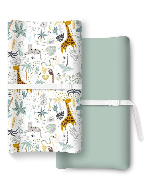 Extra Stretchy Changing Pad Cover, Ultra Soft Premium Jersey Knit Changing Pad Sheets, Unisex for Boys Girls, Fits All Standard Changing Tables/Dresser Tops - 2 Pack