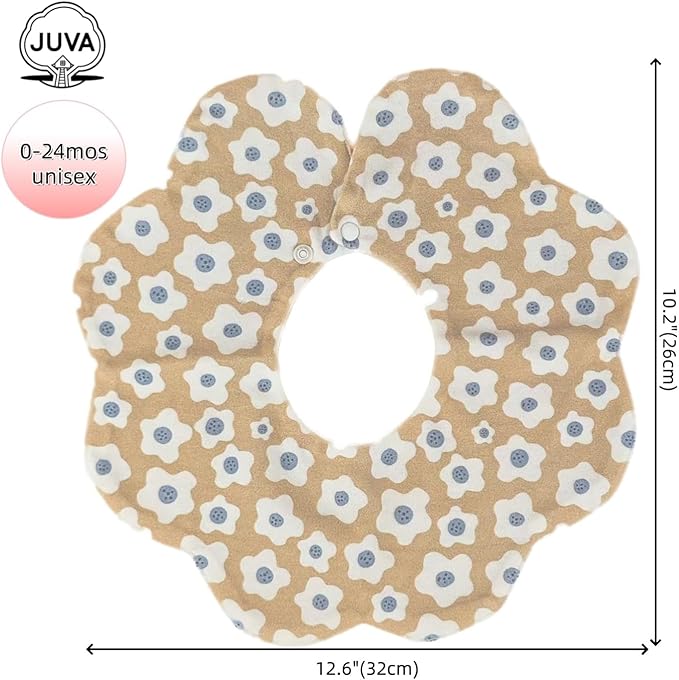 JUVA 6-Pack Organic Cotton Baby Bibs, Absorbent & Reversible, 360° Rotating Drool Bibs for Boys & Girls 0-24M